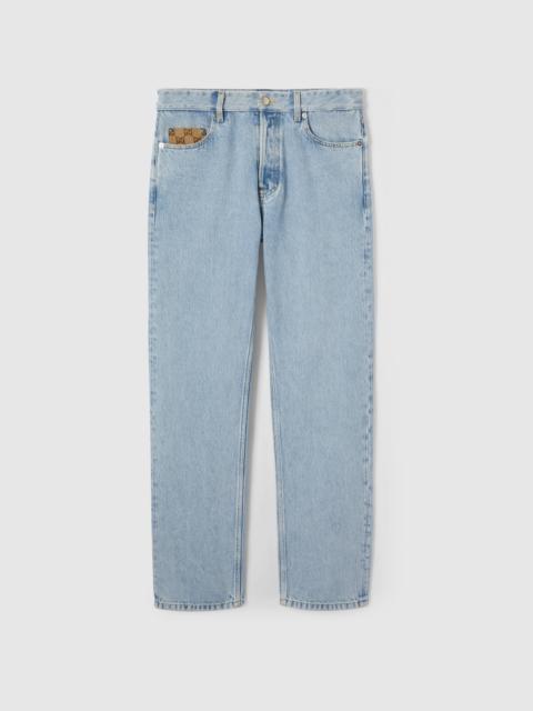 GUCCI Washed denim pant with GG insert