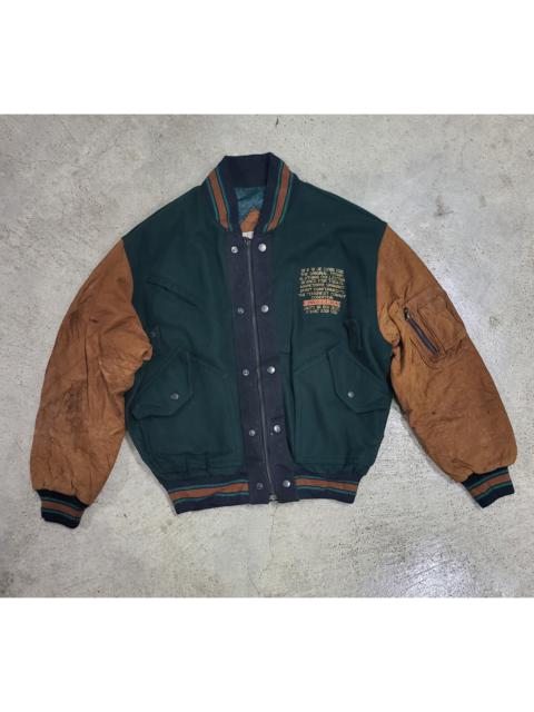 Other Designers Vintage - Rogues Varsity Style Bomber Jacket Leather Sleeve