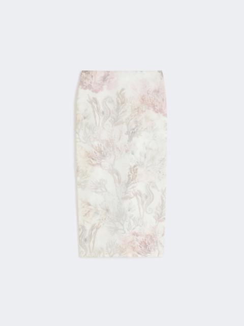 Max Mara Printed organza and gabardine pencil skirt - WHITE
