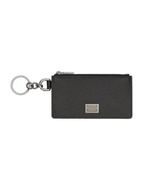 Dolce & Gabbana Calfskin Card Holder With Ring And Logo Tag