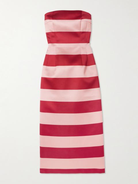 EMILIA WICKSTEAD Leila Strapless Striped Duchesse-satin Midi Dress