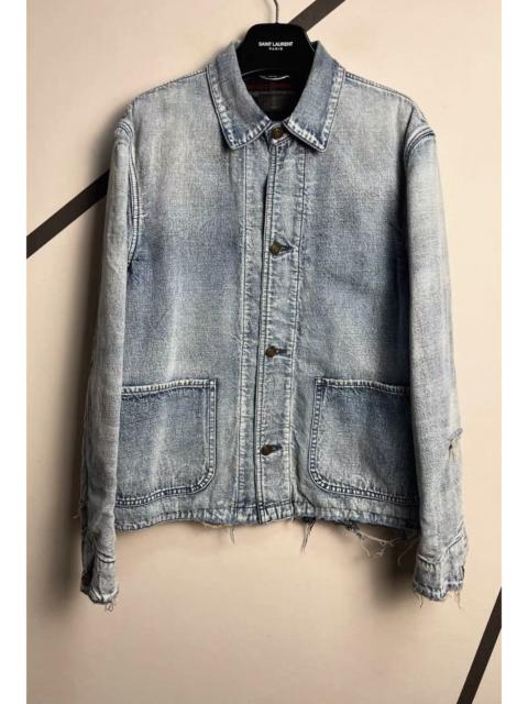 SAINT LAURENT Saint Laurent Runway Distressed Denim Jacket