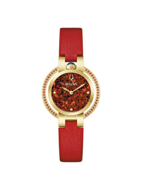 Other Designers Bulova Rubaiyat Autumn Quartz Red Dial Ladies Watch 97R105
