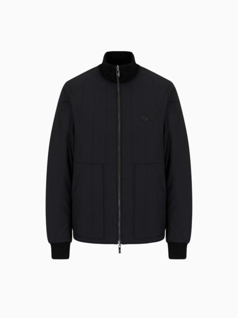 EMPORIO ARMANI Quilted nylon and knit reversible blouson with logo patch
