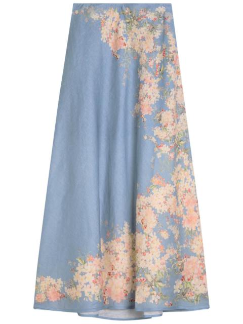 Zimmermann Zimmermann Cascadian Floral-print Linen Maxi Skirt