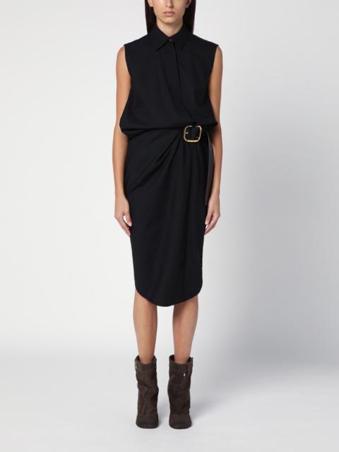 Black belted dress in wool