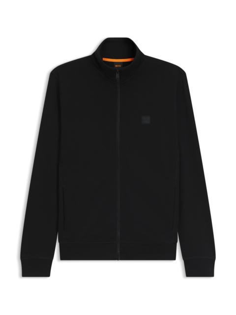 BOSS ZIP-UP JACKET IN COTTON TERRY WITH LOGO BADGE