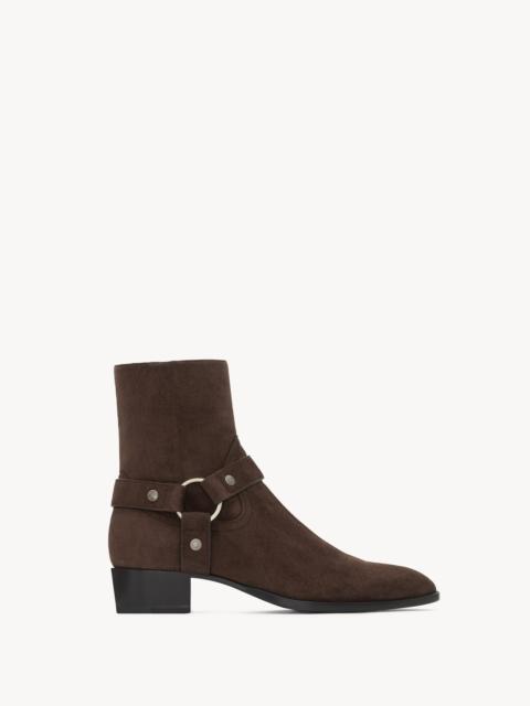 SAINT LAURENT WYATT HARNESS BOOTS IN SUEDE