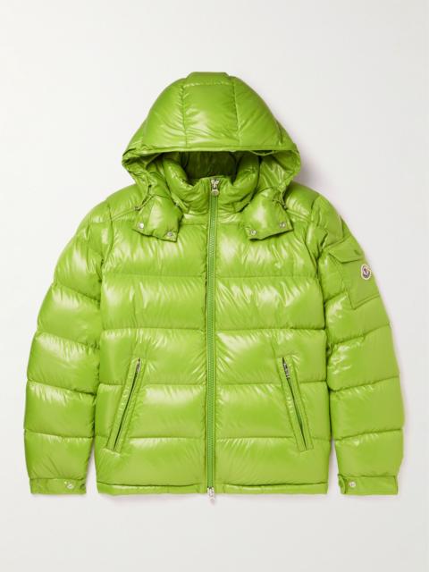 Moncler Maya Logo-Appliquéd Quilted Glossed-Shell Hooded Down Jacket Green