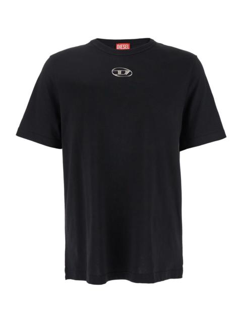 Diesel Men 'T-Adjust-Od' Black T-Shirt With Logo Patch On The Front In Cotton Man