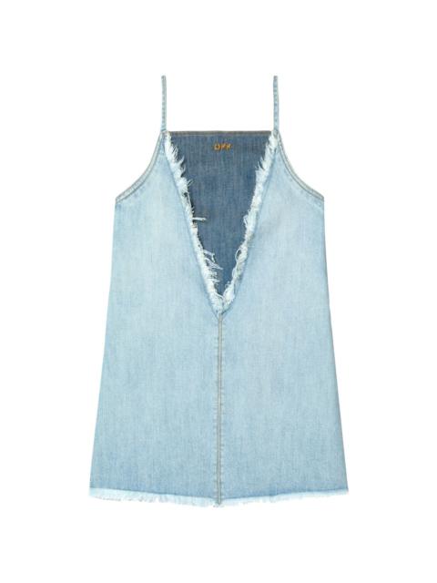 frayed denim mini dress
