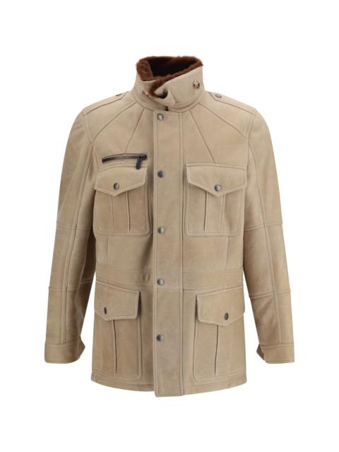 Brunello Cucinelli Brunello Cucinelli Waxed Shearling Safari Jacket Brown