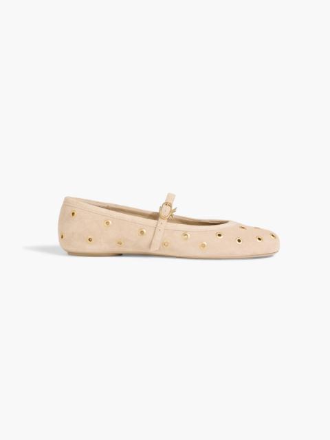Gianvito Rossi Embellished suede Mary-Jane flats