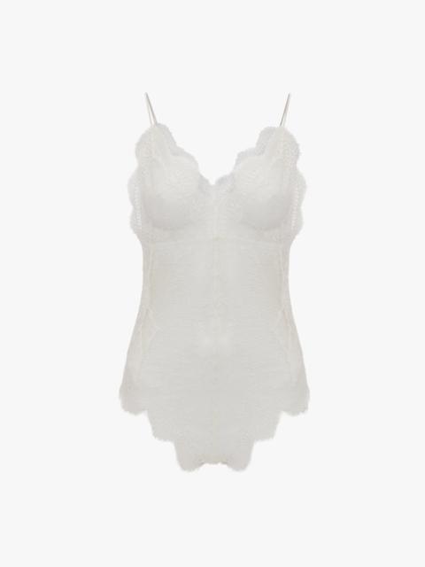 Victoria Beckham Lace Bodysuit In Ivory