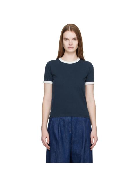 A.P.C. Navy Crop Manche Courte Contrast T-shirt