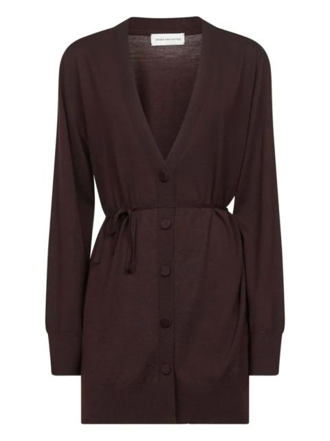 Dries Van Noten Tibati Long Cardigan With Thin Belt