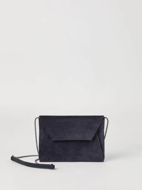 Brunello Cucinelli BC Duo pochette in suede with precious chain