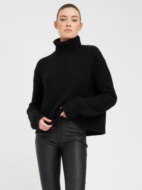SPRWMN BLACK CASHMERE HEAVY TURTLENECK SWEATER