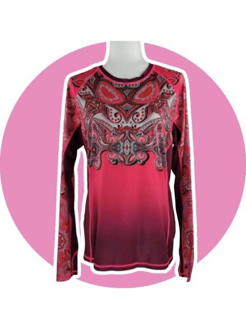 Other Designers Athleta Womens Runaway Long Sleeve Paisley Athletic Top Size L Pink Plum NWT SPF