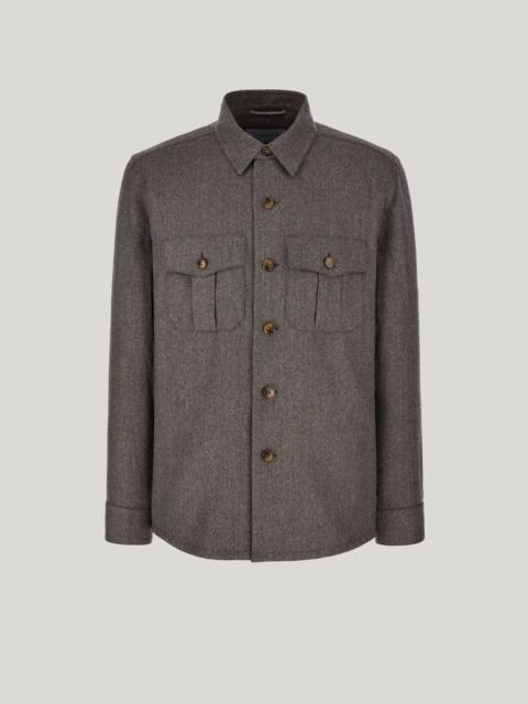 Canali BROWN SIX-BUTTON SHIRT JACKET IN PURE WOOL IMPECCABILE