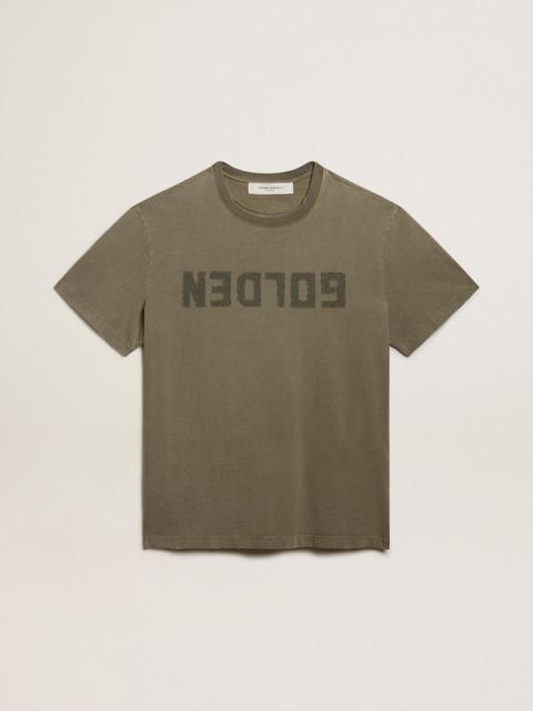 Golden Goose Women's olive green T-shirt with Golden lettering