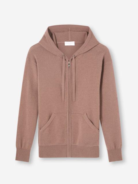 Derek Rose Women's Zip Up Hoodie Daphne Cashmere Rosewood