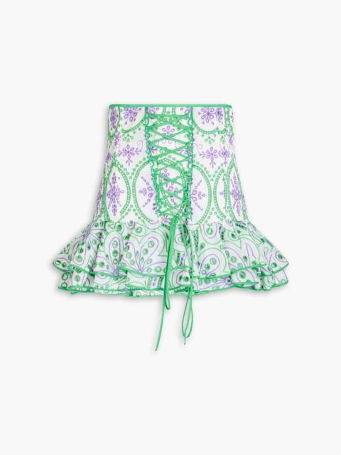 Charo Ruiz Lucrecia lace-up broderie anglaise cotton-blend mini skirt