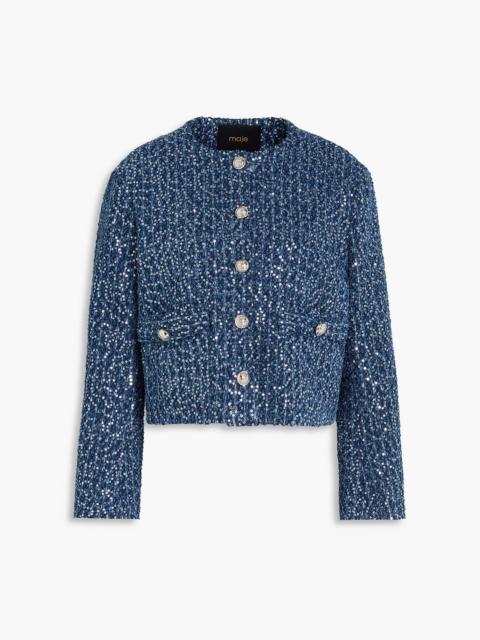 maje Sequined denim jacket