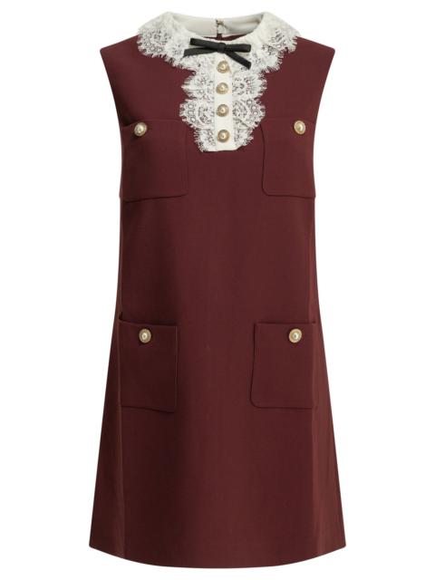 self-portrait Self-portrait Short Dress with Lace Detail Bordeaux