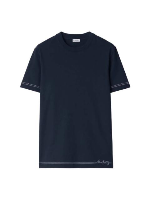 Burberry Burberry Logo Embroidered Cotton T Shirt