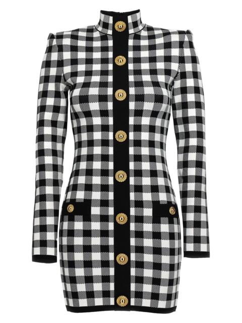 Balmain Vichy knit dress