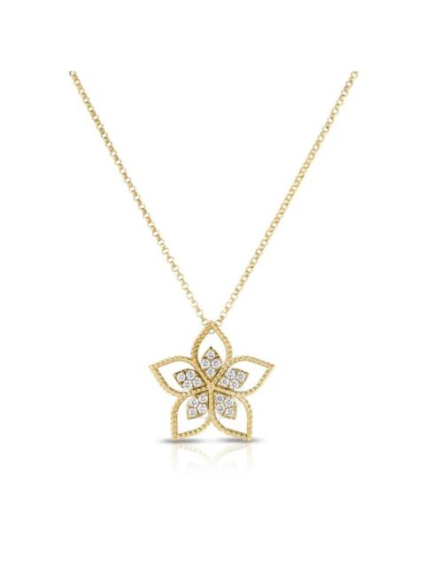 Roberto Coin - Roberto Coin 18K Gold Vernazza Medium Open Frame Diamond Flower Necklace - 7773682AY17X