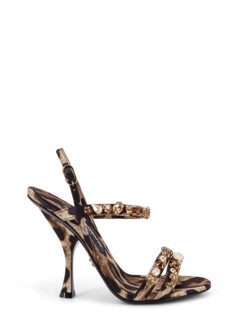 Dolce & Gabbana Satin Sandals With Animal Print