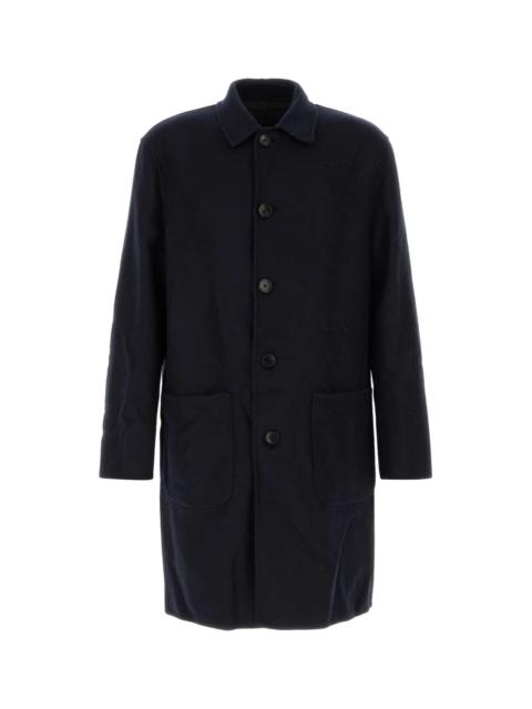 Etro Etro Men Navy Blue Wool Blend Reversibile Coat