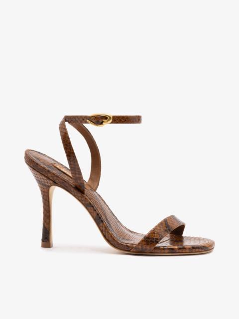 Larroudé Veronina Sandal In Oud Python Embossed Leather