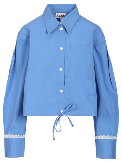 GANNI Ganni Women Cotton Shirt With Lace Details