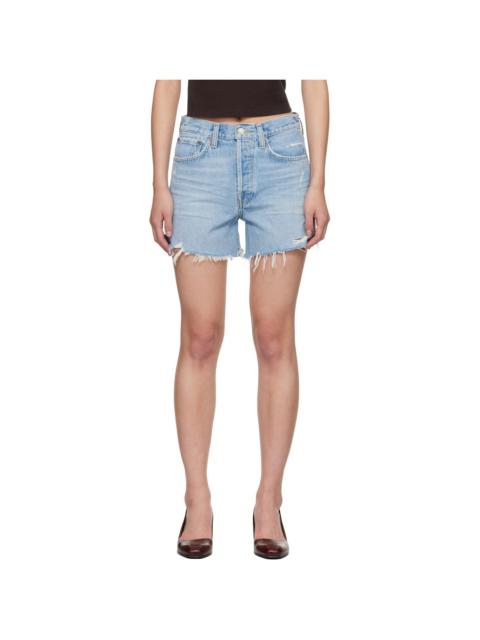 AGOLDE Blue Parker Long Denim Shorts