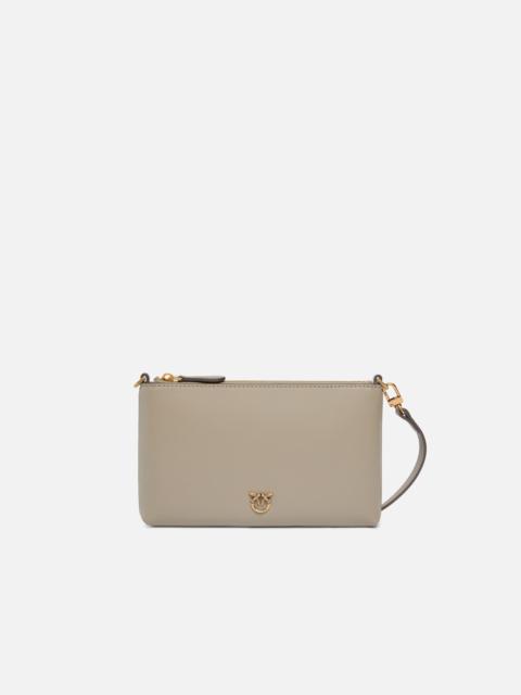 PINKO FLAT LEATHER CLUTCH WITH LOVE BIRDS LOGO