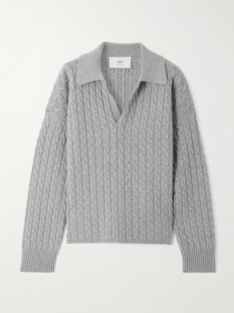 AMI Paris Matis Cable-knit Wool And Cashmere-blend Sweater