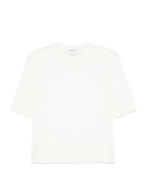 Thom Browne Feather Intarsia Pointelle 4-Bar Tee Women