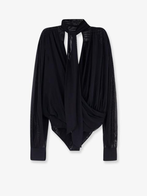 Other Designers Amazuìn Keila Sheer Stretch Tulle Bodysuit Black
