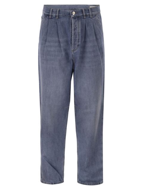 Brunello Cucinelli Brunello Cucinelli Men Baggy Jeans In Cotton Denim With Double Pleats