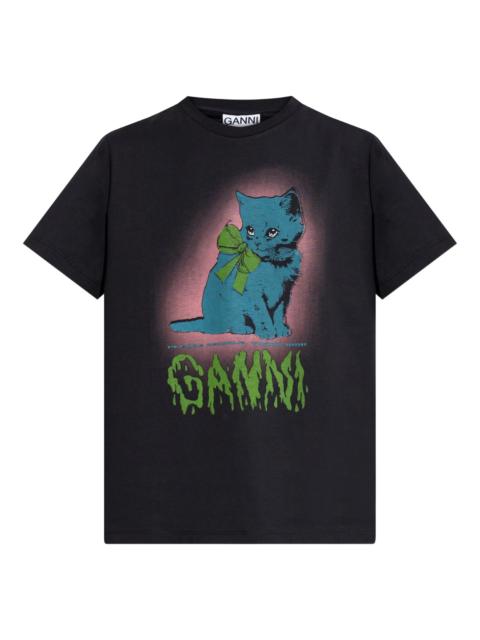 GANNI cat-bow T-shirt