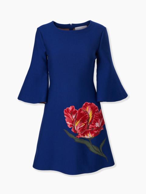 CAROLINA HERRERA Floral Jacquard Mini Dress with Flared Sleeves