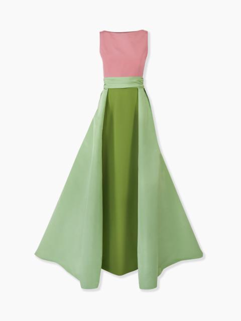 CAROLINA HERRERA Color-Blocked Column Gown with Overskirt