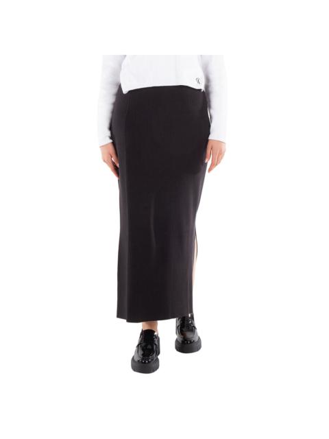 Other Designers Calvin Klein Ribbed Monogram Logo Sweater Maxi Skirt
