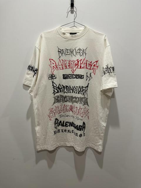 BALENCIAGA Balenciaga SS24 Graffiti Multiple Logo Short Sleeve Shirt
