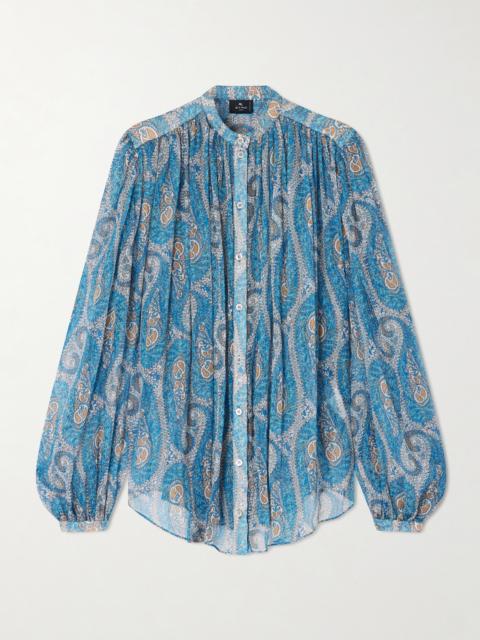 Etro Pleated Paisley-print Silk-crepon Blouse