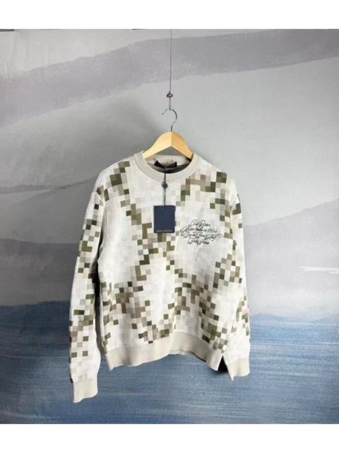Louis Vuitton Louis Vuitton LV white camouflage embroidered checkerboard sweater
