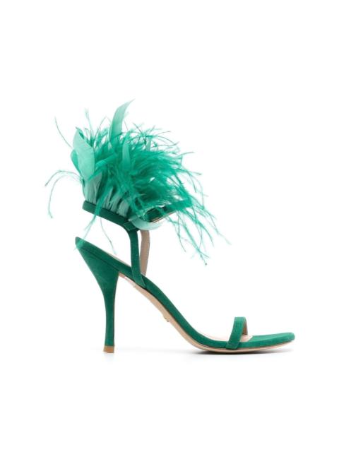 Stuart Weitzman Plume 100mm feather-detail sandals
